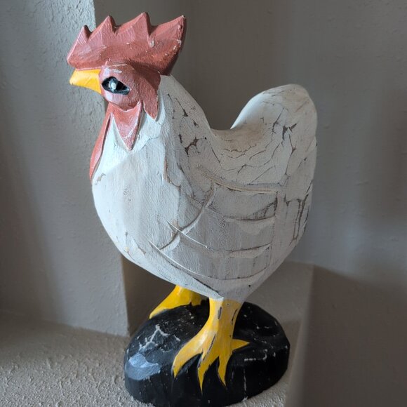 Vintage Wooden Rooster, Carved, Hand-Painted Farmhouse/Country Decor Style - Picture 4 of 5